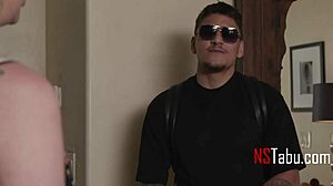 Step mom milf squeezes poison from son's cock with shaved pussy milking daddy army style