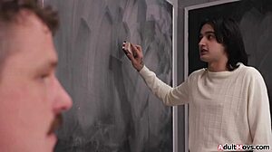 petite young slut takes double penetration gangbang from big black cocks in detention