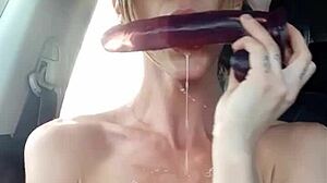 big tits flashing nude in public car outdoor thrill