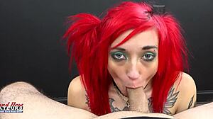 Skinny Inked Blonde Jackie Sloppy Deepthroats Before Pussy Gets Pounded Hard?