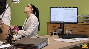 sexy glasses teen bent over doggystyle fucked after interview for cash music gear