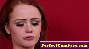 Ginger UK Hottie Sucks Cock Till Facial Jizz Blast