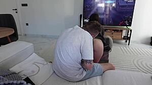 step sister bent over clueless as i cum all over her big ass back