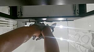 wanna peek at this petite brunette's tight shaved pussy up close?