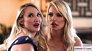 Stepdaughter dives into stepmoms' steamy threesome fun