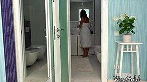 Cute blonde milena blanc pussy slammed hard post shower cum