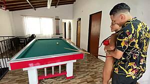 kristal bridge teaches latina dani clark billiards then fucks her tight pussy