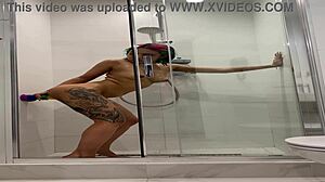 Cute Naked Teen Roxy Moans in Shower Masturbating Pretty Pussy with Toys Homemade Solo