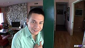 Milf cougar mother-in-law cheats outdoors flashing big tits ass in panties