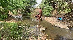 Curvy Ebony BBW Flashes Fat Pussy at Stream Ready for Public Devouring