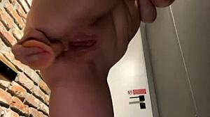 crazy teen squirts multiple times fingering wet pussy in public outdoor