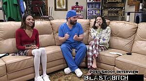 Why blast Solana's shaved pussy with jizz backstage in POV? She spreads wide