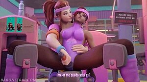 brigitte's gym shadow training turns into horny pussy licking and tit kissing session