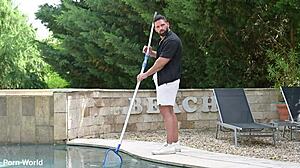 sunbathing babes carolina guerrero and lia lin lure pool guy for steamy threesome.