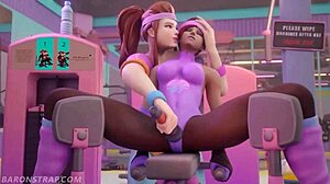 brigitte's gym shadow training turns into horny pussy licking and tit kissing session