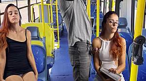 College girl 😩 gets fucked by stranger on public bus skirt up pov