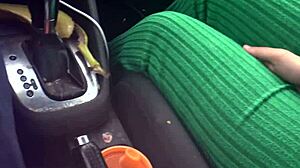 whoa busty french stepmom strokes her stepson's cock in the car