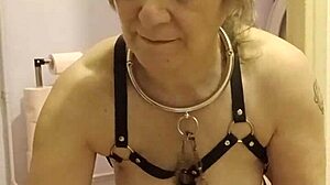 milf slave bound bent over licks toilet as humiliated whore