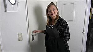 German fat teen slut deepthroats huge monster cock and swallows cum!