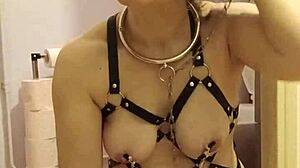 milf slave bound bent over licks toilet as humiliated whore