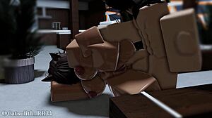 Cheerleader bends over cafe counter for late night creampie fuck