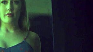 Emma Starletto strips naked then fingers her juicy teen pussy in lingerie