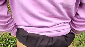 Wife Flashes Big Ass and Legs in Public While Hubby Films Her Extreme Risky Tease