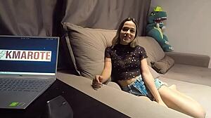 the twin sister of that mini whore from floripa passed the sofa test she sucked fucked and squirted then left to come back