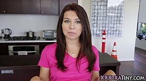 PETITE TEEN 18+ GAGS ON MONSTER COCK DRIBBLING THICK CUM EVERYWHERE HIGH DEF BLOWJOB
