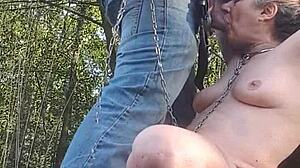 Slave's Humiliating Forest Exhibition Exposure