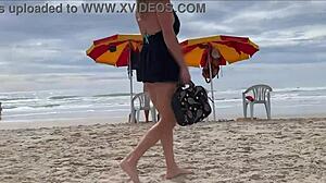 omg people watching but im cumming on her big tits right here on beach!!