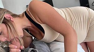 Pregnant Blonde Milf Swallows Huge Cock Load Eagerly with Big Tits Bouncing