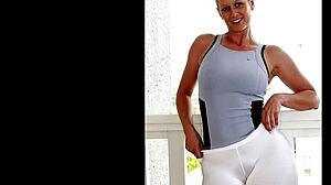 sexy mature in spandex shows off big ass and pantyhose