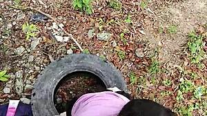 Wife Flashes Big Ass and Legs in Public While Hubby Films Her Extreme Risky Tease