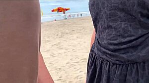 omg people watching but im cumming on her big tits right here on beach!!