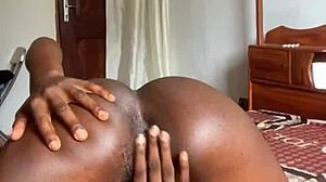 Skinny black teen wife masturbates her wet pussy while teasing ass worship in ebony femdom findom