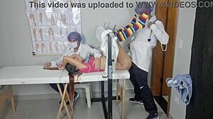 first-time patient gets creampie from horny gyno team in ripped skirt?