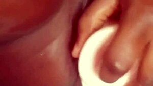 ebony amateur rips clothes for solo dildo pussy play and wet orgasm