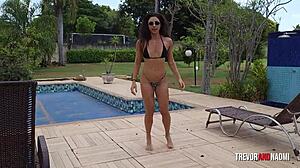 bikini pool tease turns hardcore ebony fuck cumshot!