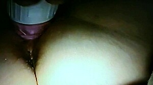 how's blindfolded wife taking rabbit toy fuck deep?