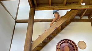 Friend sneaks cumshot on my big tits secretly.