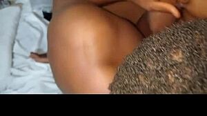 Whoa this pretty ebony babe gets her tits sucked while fingered hard 😍🔥