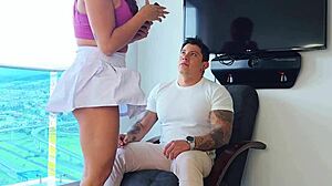 damn that cheatin bitch slurped her lover's cock while bf watched her drip wet