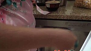 milf stepmom kneels for pov deepthroat blowjob session