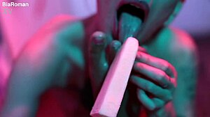 innocent cutie piie drizzles melting popsicle over her soft bare feet and toes teasingly