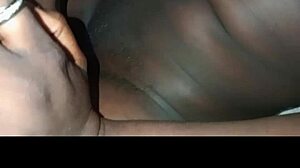 Whoa this pretty ebony babe gets her tits sucked while fingered hard 😍🔥