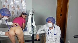 first-time patient gets creampie from horny gyno team in ripped skirt?