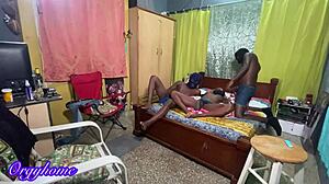 Yoga slut wife spreads for BBC while cuck watches mmf creampie flood her shaved hole