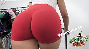 jiggly big butt cameltoe teases with perky tits underneath