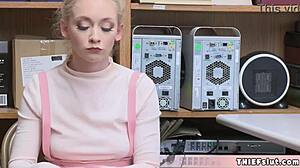 Reverend's Cute Petite Assistant Caught Shoplifting Punished with Rough Tight Pussy Fuck